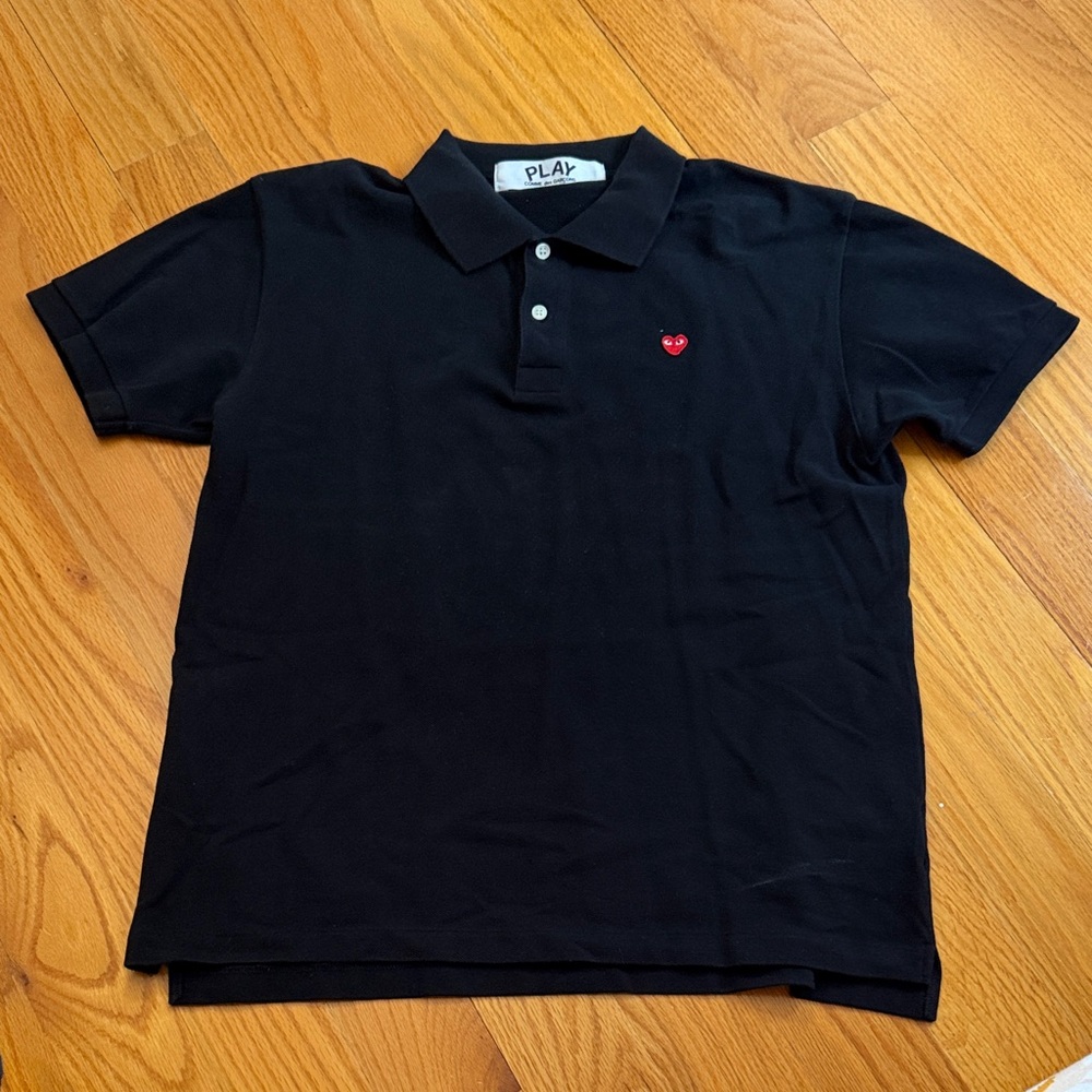 Comme des Garcons PLAY Black Polo with Red Heart